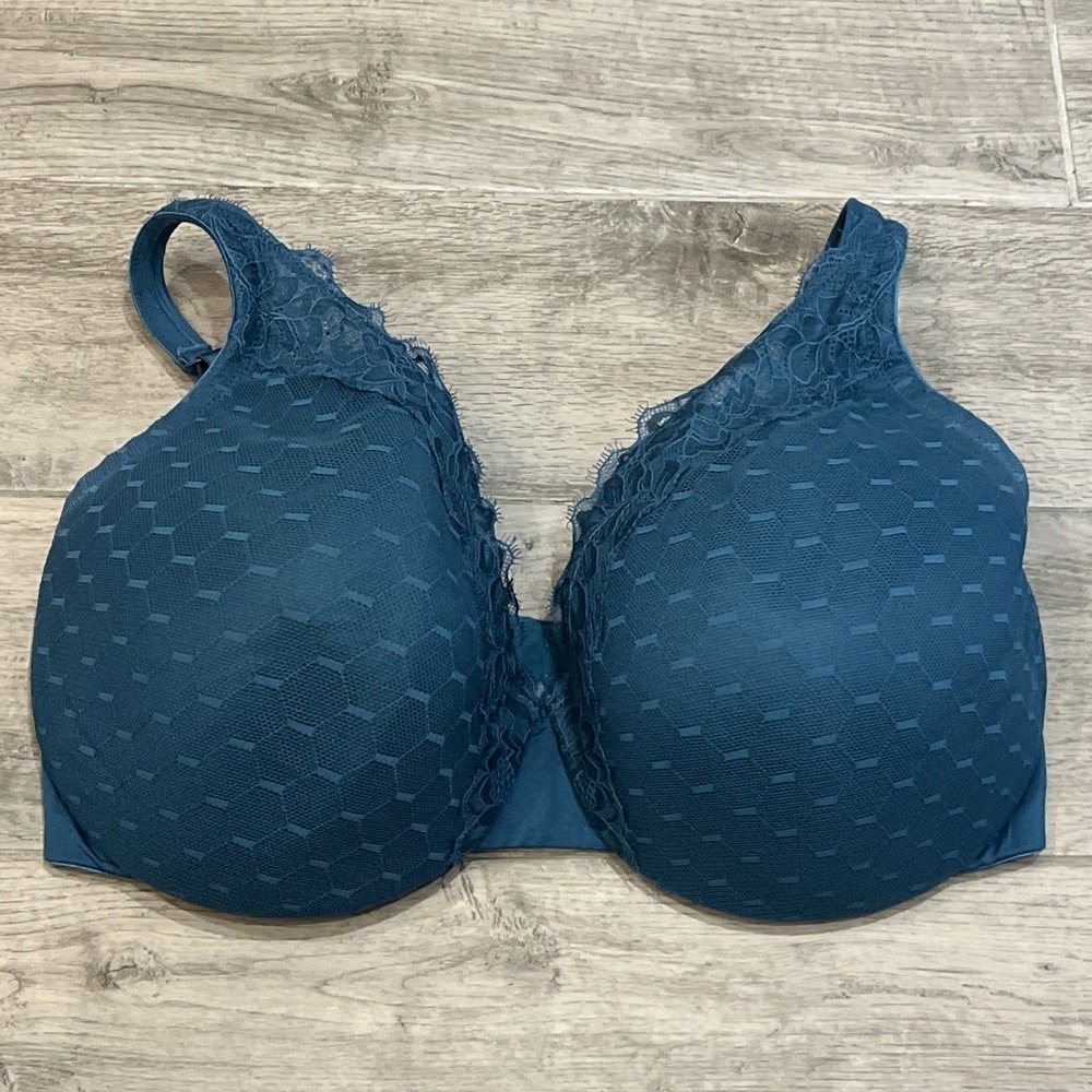 Cacique Lightly Lined Balconette Blue Bra Adjustable Straps Women's Size 38G